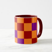 Red Orange Purple Checkered Pattern Design  マグカップ (正面右)