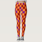 Red Orange Purple Checkered Pattern Design  レギンス (正面)