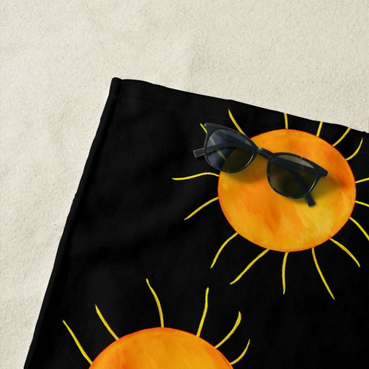 Red Orange Sunset Black Pattern ビーチタオル (インサイチュ)