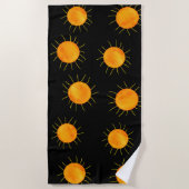 Red Orange Sunset Black Pattern ビーチタオル (正面)