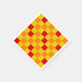 Red Orange Yellow Checkered Pattern Design スタンダードカクテルナプキン (角)