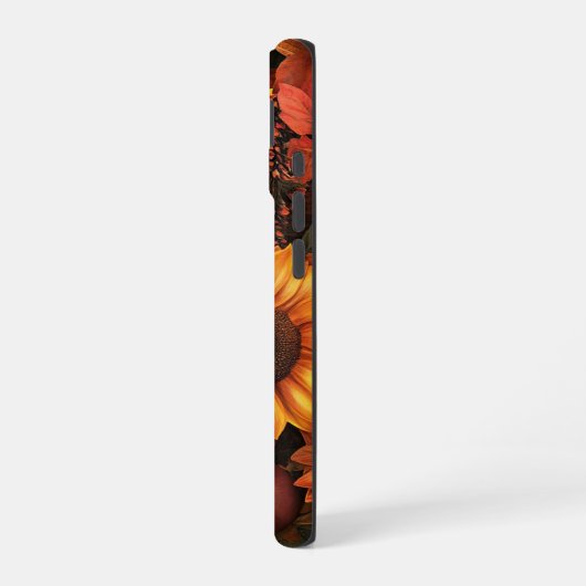 RED ORANGE YELLOW FALL SUNFLOWER FLOWERS iPhone 16ケース (左側面)