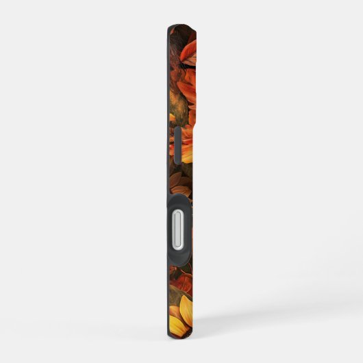RED ORANGE YELLOW FALL SUNFLOWER FLOWERS iPhone 16ケース (右側面)