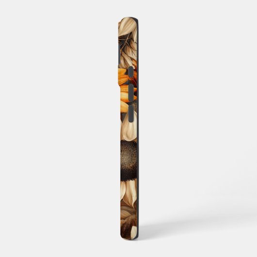 RED ORANGE YELLOW FALL SUNFLOWER FLOWERS iPhone 16ケース (左側面)