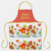 Red Orange Yellow Poppy Flowers Poppies Flower エプロン (正面)