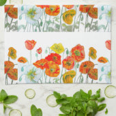 Red Orange Yellow Poppy Flowers Poppies Flower キッチンタオル (折り畳み)