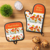 Red Orange Yellow Poppy Flowers Poppies Flower 鍋つかみ&鍋敷きセット (トップダウン)