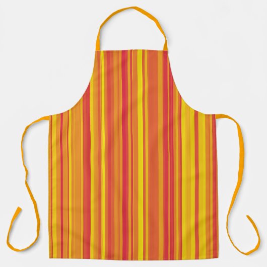 Red Orange Yellow Stripes Seamless Pattern エプロン (正面)