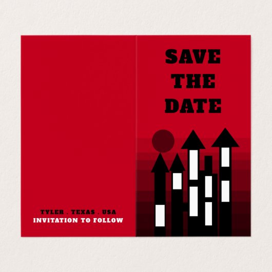 Red Oriental Palace, Photo Save The Date Card 名刺 (外部フラット)