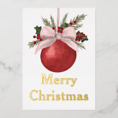 Red Ornament Christmas  箔シーズンカード (正面)