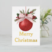 Red Ornament Christmas  箔シーズンカード (立ち正面)