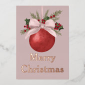 Red Ornament Christmas  箔シーズンカード (正面)