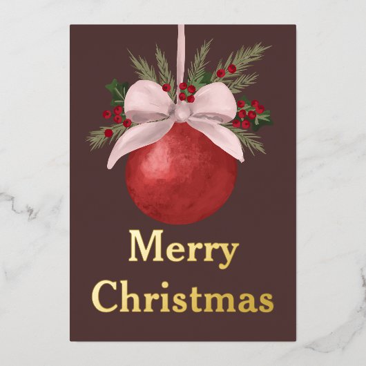 Red Ornament Christmas  箔シーズンカード (正面)