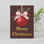 Red Ornament Christmas  箔シーズンカード (立ち正面)