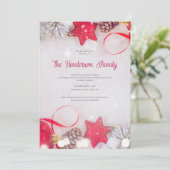 Red Ornament Invitation, Christmas Greetings 招待状 (スタンド正面)