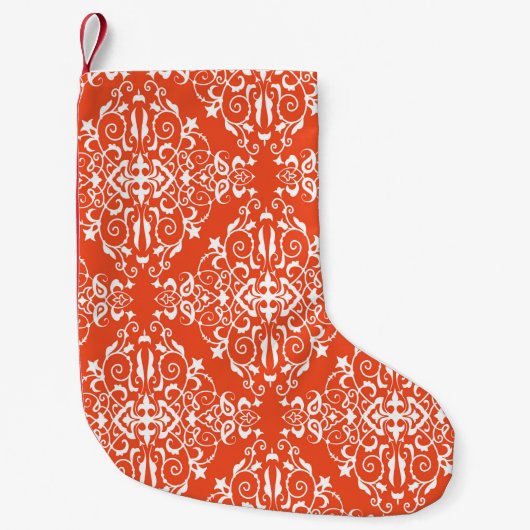 Red ornamental pattern seamless pattern スモールクリスマスストッキング (正面)