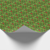 Red Ornaments & Evergreen Holiday Wrapping Paper ラッピングペーパー (角)