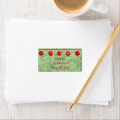 Red Ornaments Green Tree Personal Address Label ラベル (インサイチュ)