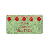 Red Ornaments Green Tree Personal Address Label ラベル (正面)