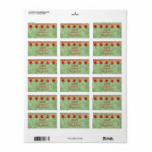 Red Ornaments Green Tree Personal Address Label ラベル (フルシート)