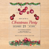 Red Ornaments Unique Christmas アクリル招待状 (正面)