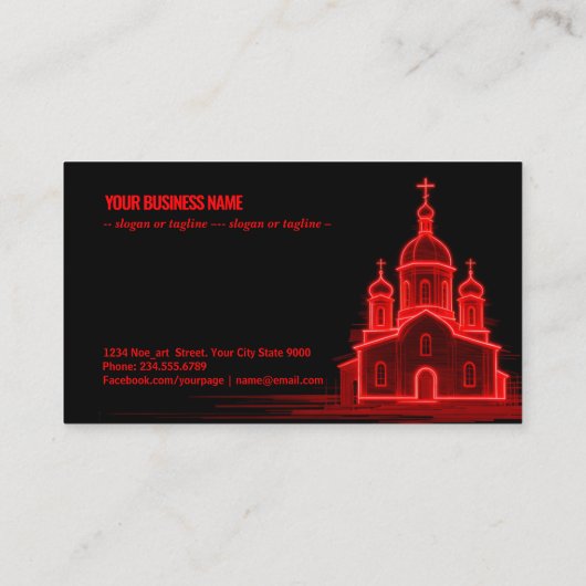 Red Orthodox Church Sketch on Black Background 名刺 (裏面)