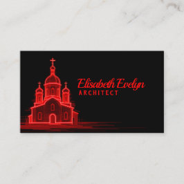 Red Orthodox Church Sketch on Black Background 名刺