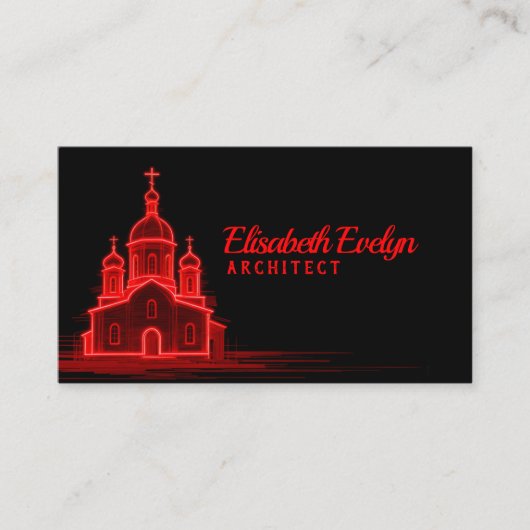 Red Orthodox Church Sketch on Black Background 名刺 (正面)
