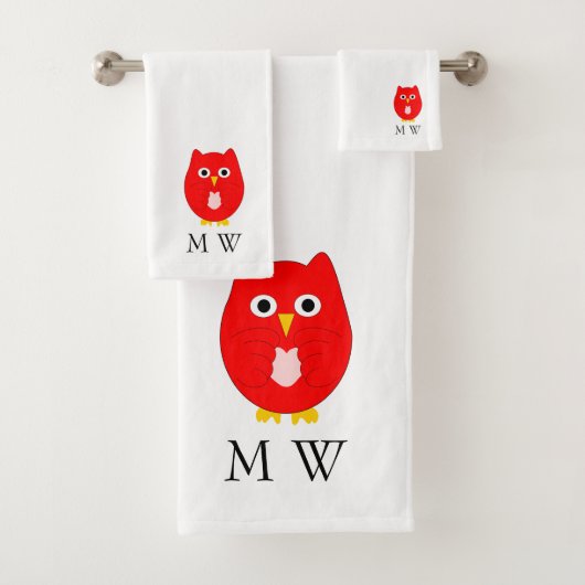 Red Owl Design Monogrammed バスタオルセット (インサイチュ)