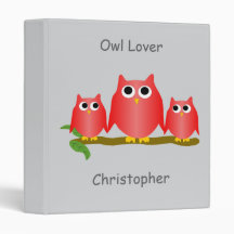 Red Owls Design Any Colour Background Personalised