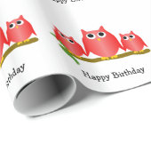 Red Owls Design Birthday Gift ラッピングペーパー (ロールコーナー)