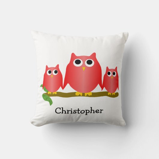 Red Owls Design Personalised クッション (正面)