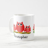 Red Owls Design Personalised コーヒーマグカップ (正面左)
