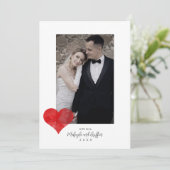 Red Painterlyのハート結婚の写真ありがとう シーズンカード (スタンド正面)