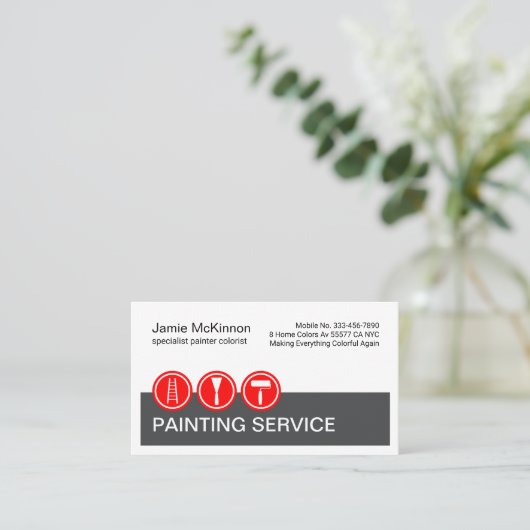 Red Painting Icons On Grey Layer Painter 名刺 (スタンド正面)