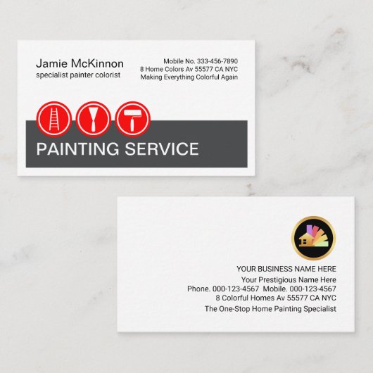 Red Painting Icons On Grey Layer Painter 名刺 (正面/裏面)