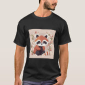 Red Panda And Cherry Blossom Illustration Sweet Wa Tシャツ (正面)