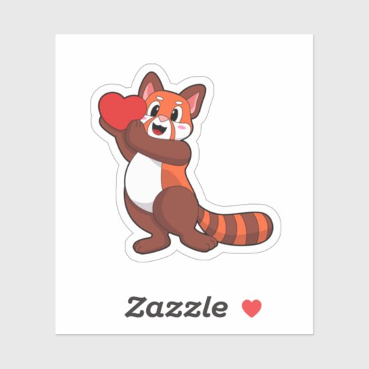 Red panda at Love with ハート.PNG シール (シート)