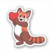 Red panda at Love with ハート.PNG シール (正面)