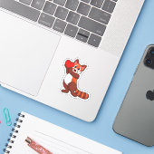 Red panda at Love with ハート.PNG シール (ノートパソコンとiPhone)