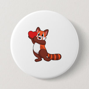 Red panda at Love with ハート.PNG 缶バッジ