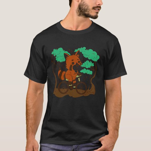 red panda bicycle bike cycling cyclist biking bike tシャツ (正面)