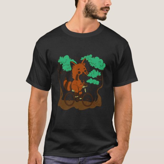 red panda bicycle bike cycling cyclist biking bike tシャツ (正面)