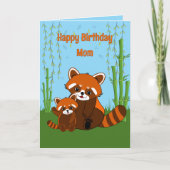 Red Panda Birthday Folded Greeting Card カード (正面)