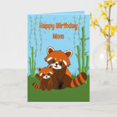 Red Panda Birthday Folded Greeting Card カード (黄色い花)