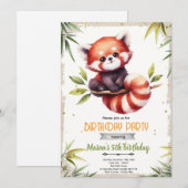 Red Panda Birthday Invitation 招待状 (正面/裏面)