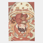 Red Panda Brew Absorbent Kitchen Dish Towel キッチンタオル (縦)