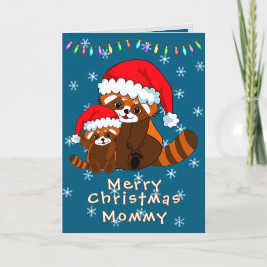 Red Panda Christmas Folded Greeting Card カード (正面)