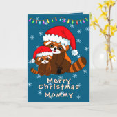 Red Panda Christmas Folded Greeting Card カード (黄色い花)