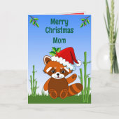 Red Panda Christmas Folded Greeting Card カード (正面)